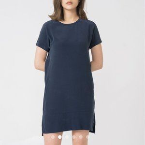 Grana Chinese Silk Women's Tee Dress in Navy - Size Large